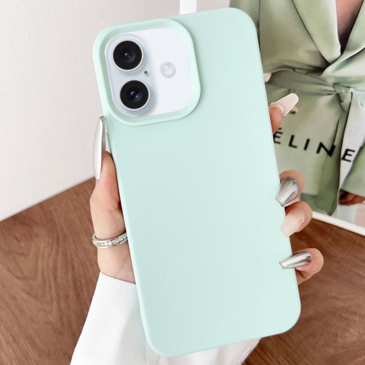 For iPhone 16 Leather Texture TPU Full Coverage Phone Case(Green) - iPhone 16 Cases by buy2fix | Online Shopping UK | buy2fix