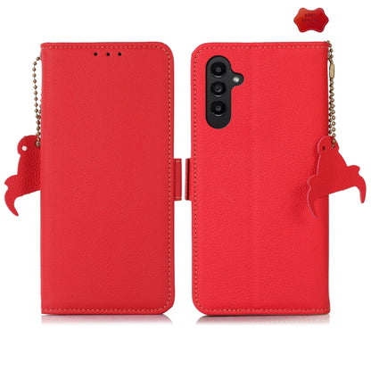 For Samsung Galaxy A16 5G Side-Magnetic TJ Genuine Leather RFID Phone Case(Red) - Galaxy Phone Cases by buy2fix | Online Shopping UK | buy2fix
