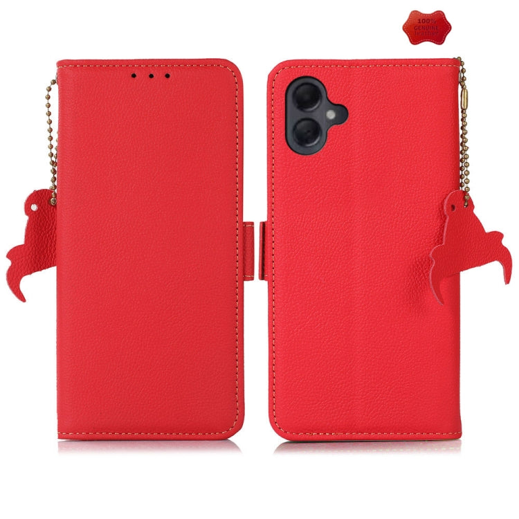 For Samsung Galaxy A06 4G Side-Magnetic TJ Genuine Leather RFID Phone Case(Red) - Galaxy Phone Cases by buy2fix | Online Shopping UK | buy2fix