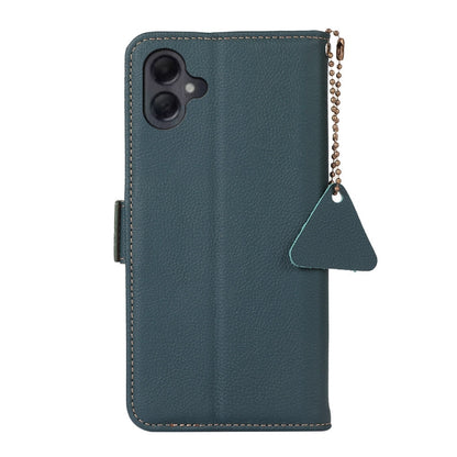 For Samsung Galaxy A06 4G Side-Magnetic TJ Genuine Leather RFID Phone Case(Green) - Galaxy Phone Cases by buy2fix | Online Shopping UK | buy2fix