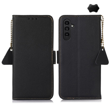 For Samsung Galaxy A36 Side-Magnetic TJ Genuine Leather RFID Phone Case(Black) - Galaxy Phone Cases by buy2fix | Online Shopping UK | buy2fix