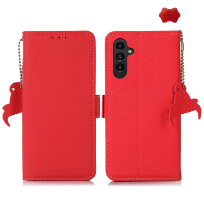 For Samsung Galaxy A36 Side-Magnetic TJ Genuine Leather RFID Phone Case(Red) - Galaxy Phone Cases by buy2fix | Online Shopping UK | buy2fix