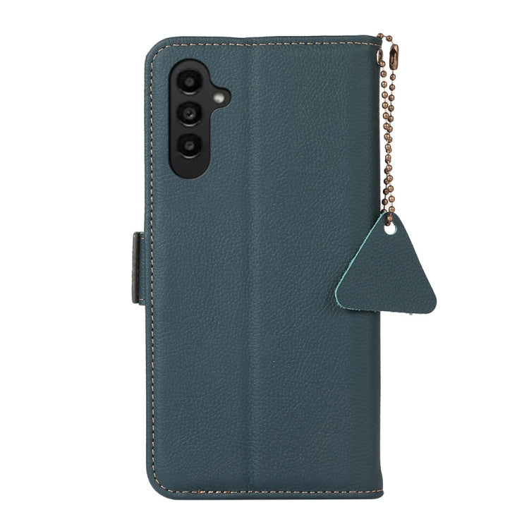 For Samsung Galaxy A26 5G Side-Magnetic TJ Genuine Leather RFID Phone Case(Green) - Galaxy Phone Cases by buy2fix | Online Shopping UK | buy2fix