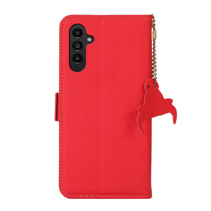 For Samsung Galaxy M35 Side-Magnetic TJ Genuine Leather RFID Phone Case(Red) - Galaxy Phone Cases by buy2fix | Online Shopping UK | buy2fix