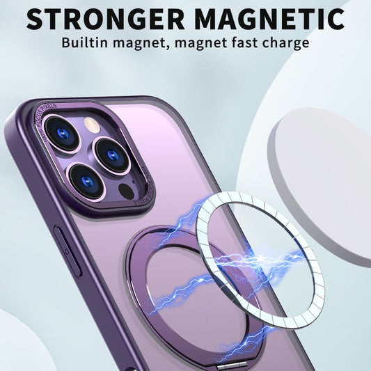 For iPhone 16 Pro Wing Series MagSafe Magnetic Ring Holder Phone Case(Dark Purple) by buy2fix