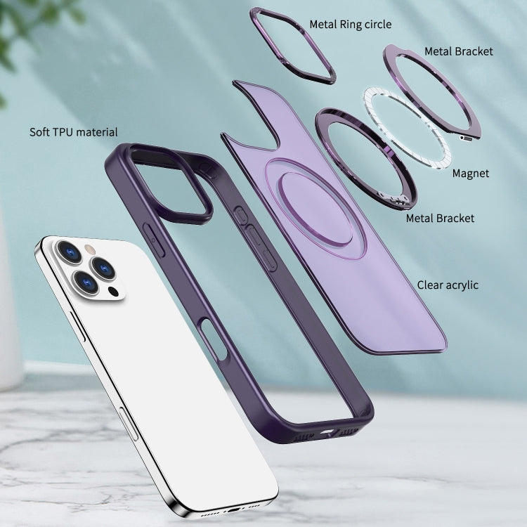 For iPhone 16 Pro Wing Series MagSafe Magnetic Ring Holder Phone Case(Dark Purple) by buy2fix