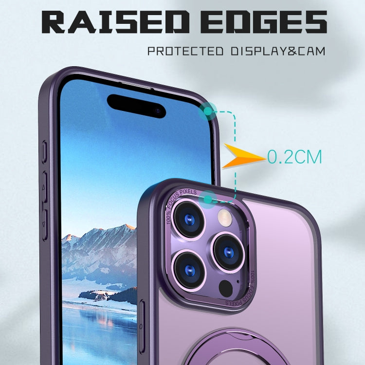 For iPhone 16 Pro Wing Series MagSafe Magnetic Ring Holder Phone Case(Dark Purple) by buy2fix