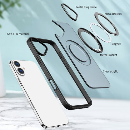 For iPhone 16 Plus Wing Series MagSafe Magnetic Ring Holder Phone Case(Black) - iPhone 16 Plus Cases by buy2fix | Online Shopping UK | buy2fix