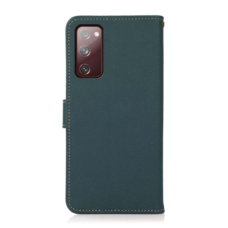 For Samsung Galaxy A16 5G KHAZNEH Custer Genuine Leather RFID Phone Case(Green) - Galaxy Phone Cases by buy2fix | Online Shopping UK | buy2fix