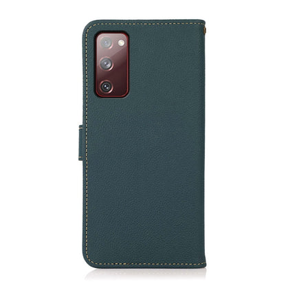 For Samsung Galaxy A16 5G KHAZNEH Custer Genuine Leather RFID Phone Case(Green) - Galaxy Phone Cases by buy2fix | Online Shopping UK | buy2fix
