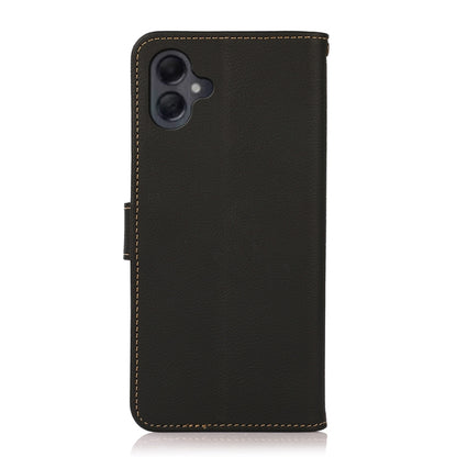 For Samsung Galaxy A06 4G KHAZNEH Custer Genuine Leather RFID Phone Case(Black) - Galaxy Phone Cases by buy2fix | Online Shopping UK | buy2fix