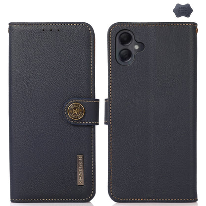 For Samsung Galaxy A06 4G KHAZNEH Custer Genuine Leather RFID Phone Case(Blue) - Galaxy Phone Cases by buy2fix | Online Shopping UK | buy2fix