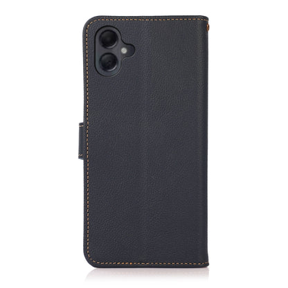 For Samsung Galaxy A06 4G KHAZNEH Custer Genuine Leather RFID Phone Case(Blue) - Galaxy Phone Cases by buy2fix | Online Shopping UK | buy2fix