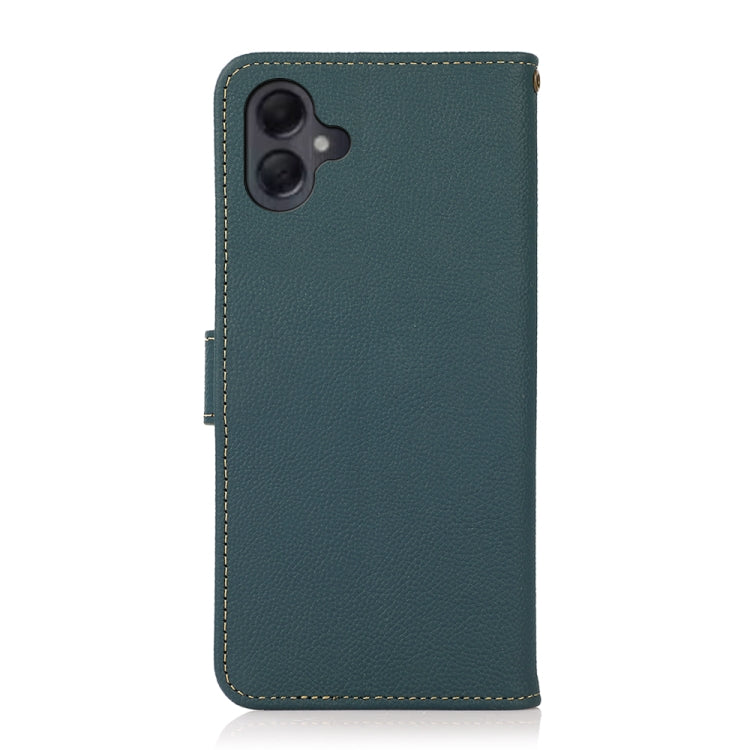 For Samsung Galaxy A06 4G KHAZNEH Custer Genuine Leather RFID Phone Case(Green) - Galaxy Phone Cases by buy2fix | Online Shopping UK | buy2fix
