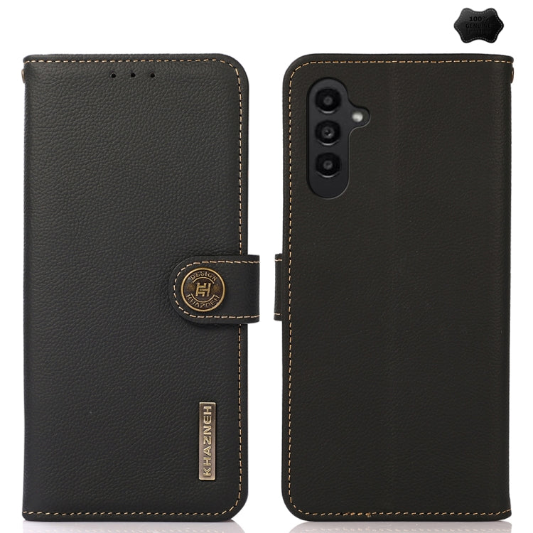 For Samsung Galaxy A26 5G KHAZNEH Custer Genuine Leather RFID Phone Case(Black) - Galaxy Phone Cases by buy2fix | Online Shopping UK | buy2fix