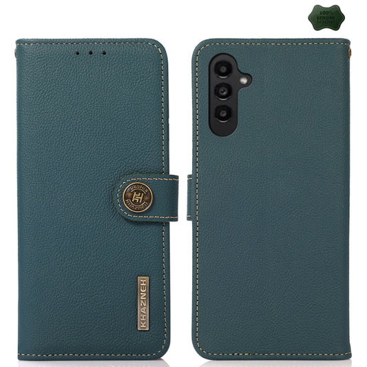 For Samsung Galaxy A26 5G KHAZNEH Custer Genuine Leather RFID Phone Case(Green) - Galaxy Phone Cases by buy2fix | Online Shopping UK | buy2fix