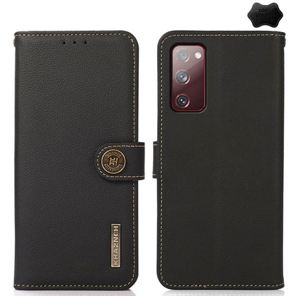 For Samsung Galaxy M35 KHAZNEH Custer Genuine Leather RFID Phone Case(Black) - Galaxy Phone Cases by buy2fix | Online Shopping UK | buy2fix