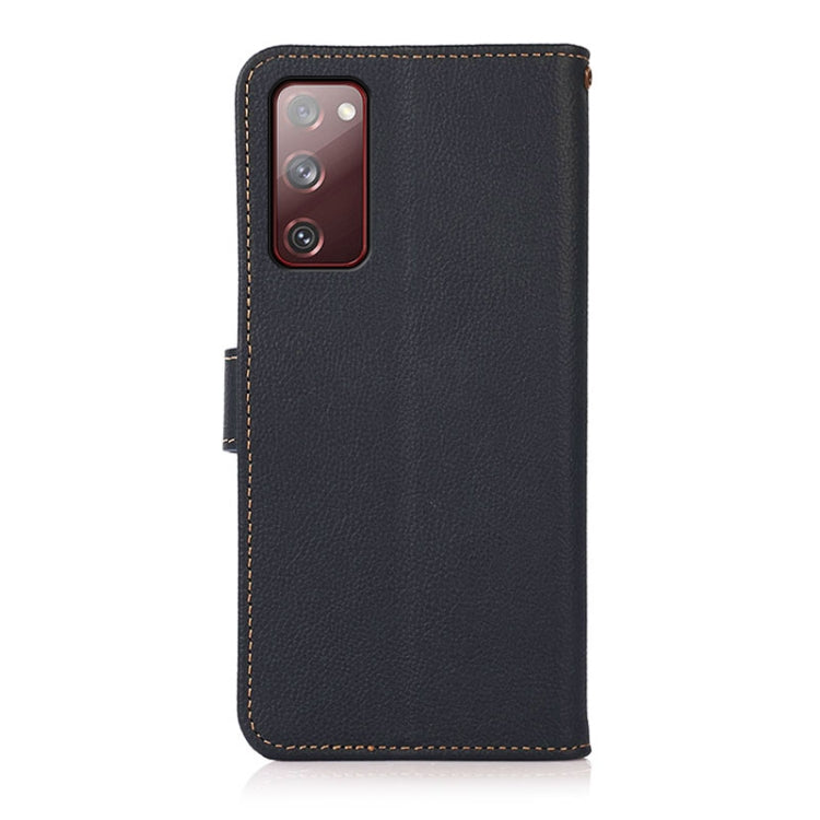For Samsung Galaxy M35 KHAZNEH Custer Genuine Leather RFID Phone Case(Blue) - Galaxy Phone Cases by buy2fix | Online Shopping UK | buy2fix
