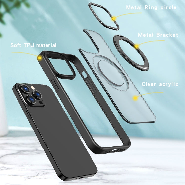 For iPhone 15 Pro Max Wing Series MagSafe Magnetic Ring Holder Phone Case(Black) - iPhone 15 Pro Max Cases by buy2fix | Online Shopping UK | buy2fix