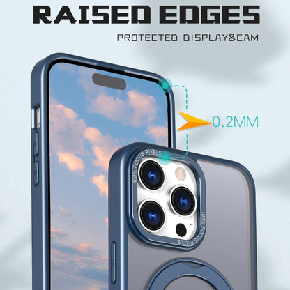 For iPhone 15 Pro Max Wing Series MagSafe Magnetic Ring Holder Phone Case(Blue) - iPhone 15 Pro Max Cases by buy2fix | Online Shopping UK | buy2fix