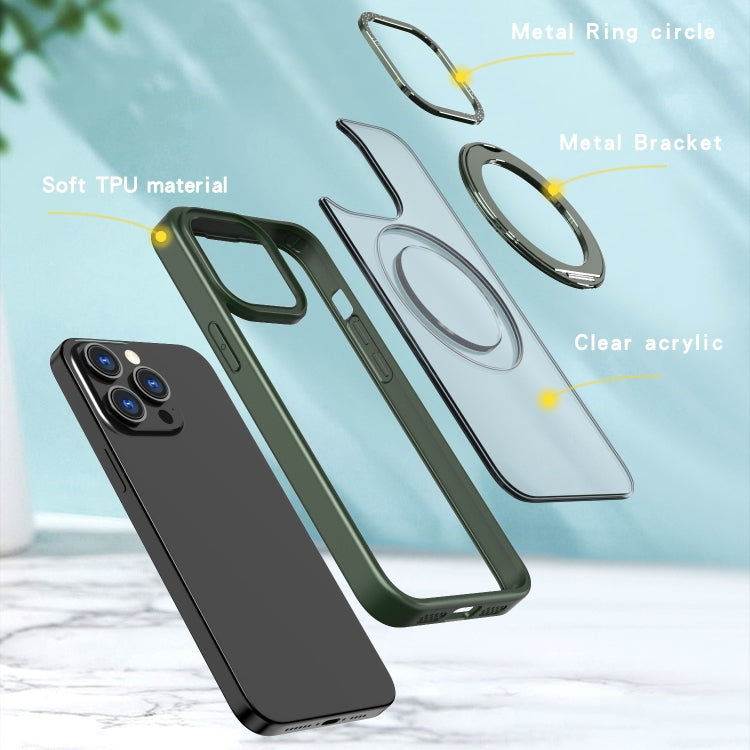 For iPhone 15 Pro Max Wing Series MagSafe Magnetic Ring Holder Phone Case(Green) - iPhone 15 Pro Max Cases by buy2fix | Online Shopping UK | buy2fix