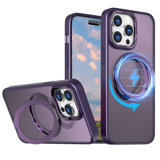 For iPhone 15 Pro Wing Series MagSafe Magnetic Ring Holder Phone Case(Dark Purple) - iPhone 15 Pro Cases by buy2fix | Online Shopping UK | buy2fix