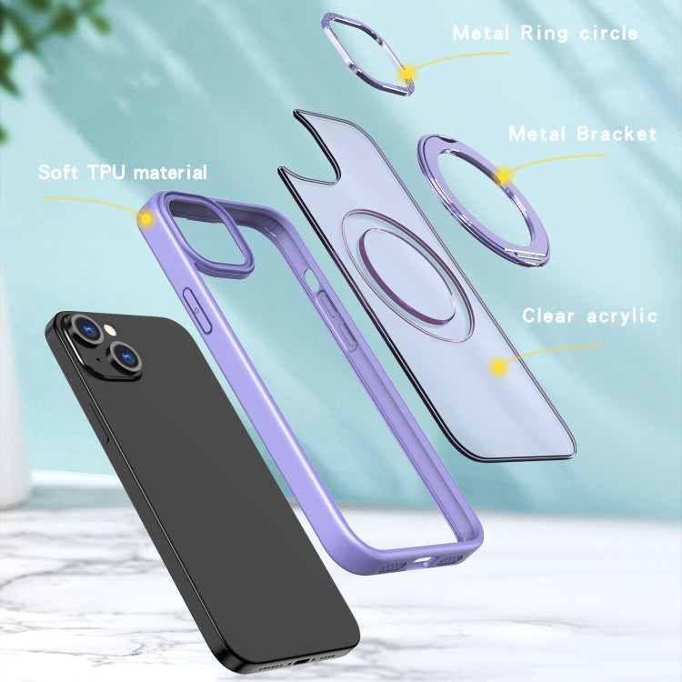 For iPhone 15 Plus Wing Series MagSafe Magnetic Ring Holder Phone Case(Light Purple) - iPhone 15 Plus Cases by buy2fix | Online Shopping UK | buy2fix