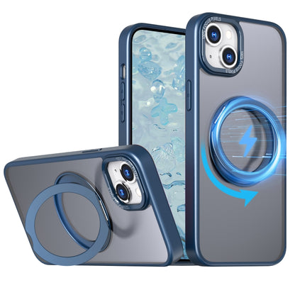 For iPhone 15 Plus Wing Series MagSafe Magnetic Ring Holder Phone Case(Blue) - iPhone 15 Plus Cases by buy2fix | Online Shopping UK | buy2fix
