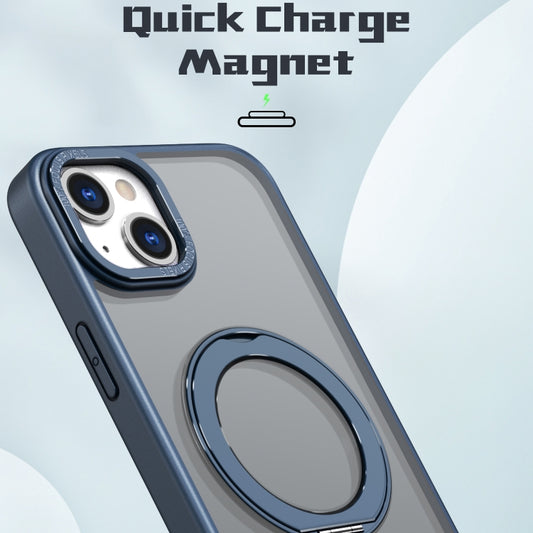 For iPhone 15 Plus Wing Series MagSafe Magnetic Ring Holder Phone Case(Blue) - iPhone 15 Plus Cases by buy2fix | Online Shopping UK | buy2fix