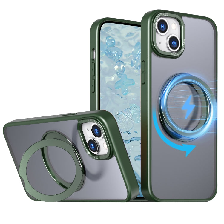For iPhone 15 Plus Wing Series MagSafe Magnetic Ring Holder Phone Case(Green) - iPhone 15 Plus Cases by buy2fix | Online Shopping UK | buy2fix