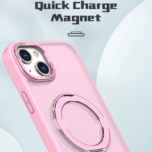 For iPhone 15 Plus Wing Series MagSafe Magnetic Ring Holder Phone Case(Pink) - iPhone 15 Plus Cases by buy2fix | Online Shopping UK | buy2fix