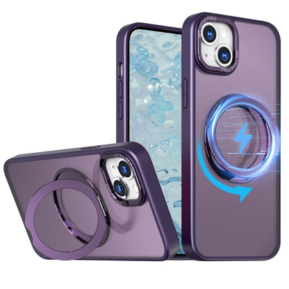For iPhone 15 Plus Wing Series MagSafe Magnetic Ring Holder Phone Case(Dark Purple) - iPhone 15 Plus Cases by buy2fix | Online Shopping UK | buy2fix