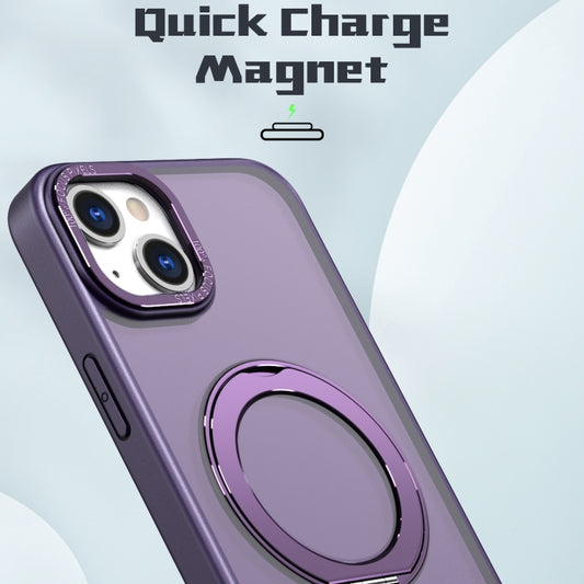 For iPhone 15 Plus Wing Series MagSafe Magnetic Ring Holder Phone Case(Dark Purple) - iPhone 15 Plus Cases by buy2fix | Online Shopping UK | buy2fix