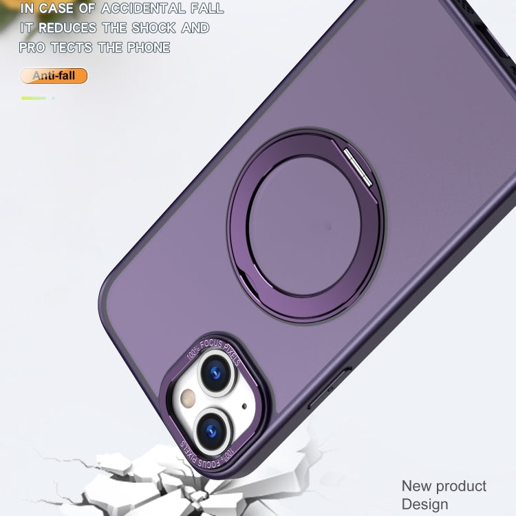For iPhone 15 Plus Wing Series MagSafe Magnetic Ring Holder Phone Case(Dark Purple) - iPhone 15 Plus Cases by buy2fix | Online Shopping UK | buy2fix