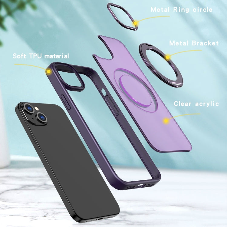 For iPhone 15 Plus Wing Series MagSafe Magnetic Ring Holder Phone Case(Dark Purple) - iPhone 15 Plus Cases by buy2fix | Online Shopping UK | buy2fix