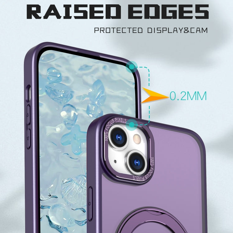 For iPhone 15 Plus Wing Series MagSafe Magnetic Ring Holder Phone Case(Dark Purple) - iPhone 15 Plus Cases by buy2fix | Online Shopping UK | buy2fix