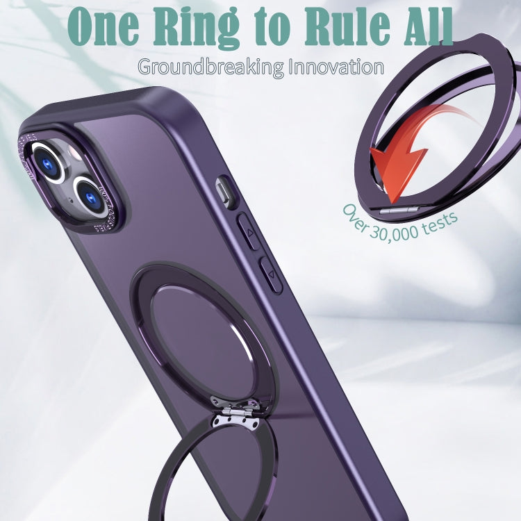For iPhone 15 Plus Wing Series MagSafe Magnetic Ring Holder Phone Case(Dark Purple) - iPhone 15 Plus Cases by buy2fix | Online Shopping UK | buy2fix