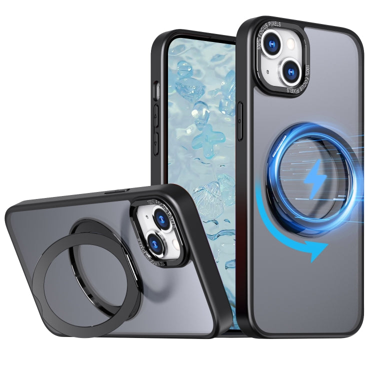 For iPhone 15 Wing Series MagSafe Magnetic Ring Holder Phone Case(Black) - iPhone 15 Cases by buy2fix | Online Shopping UK | buy2fix