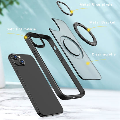 For iPhone 15 Wing Series MagSafe Magnetic Ring Holder Phone Case(Black) - iPhone 15 Cases by buy2fix | Online Shopping UK | buy2fix