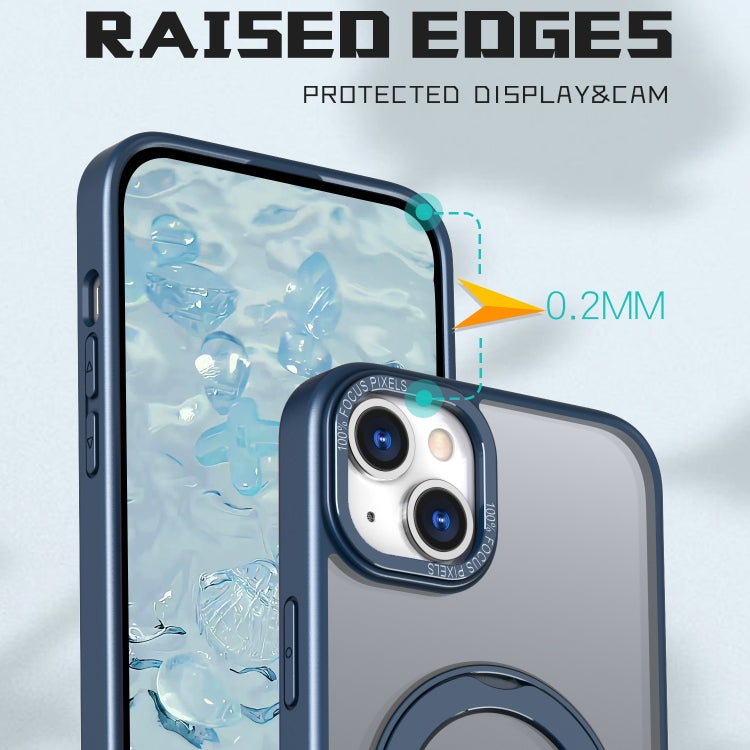 For iPhone 15 Wing Series MagSafe Magnetic Ring Holder Phone Case(Blue) - iPhone 15 Cases by buy2fix | Online Shopping UK | buy2fix