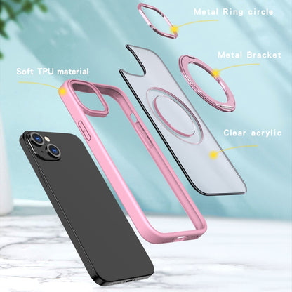 For iPhone 15 Wing Series MagSafe Magnetic Ring Holder Phone Case(Pink) - iPhone 15 Cases by buy2fix | Online Shopping UK | buy2fix