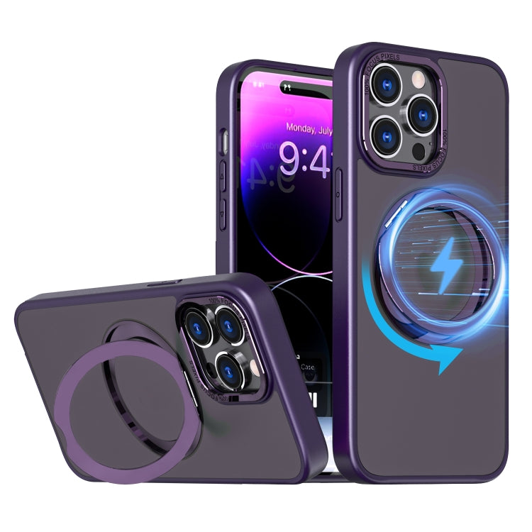 For iPhone 14 Pro Max Wing Series MagSafe Magnetic Ring Holder Phone Case(Dark Purple) - iPhone 14 Pro Max Cases by buy2fix | Online Shopping UK | buy2fix