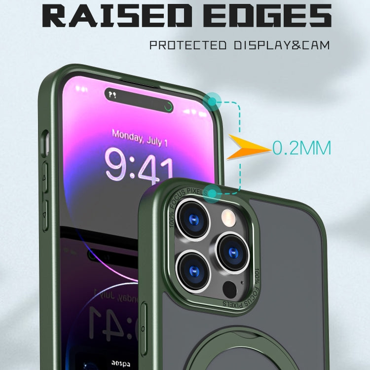 For iPhone 14 Pro Wing Series MagSafe Magnetic Ring Holder Phone Case(Green) - iPhone 14 Pro Cases by buy2fix | Online Shopping UK | buy2fix