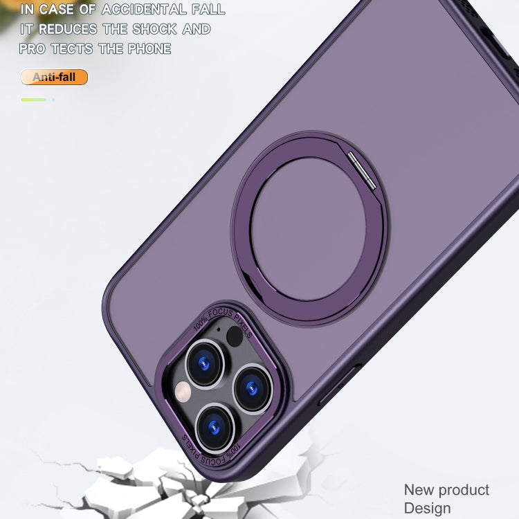 For iPhone 14 Pro Wing Series MagSafe Magnetic Ring Holder Phone Case(Dark Purple) - iPhone 14 Pro Cases by buy2fix | Online Shopping UK | buy2fix