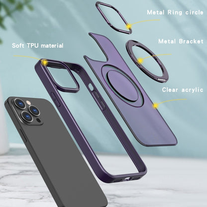 For iPhone 14 Pro Wing Series MagSafe Magnetic Ring Holder Phone Case(Dark Purple) - iPhone 14 Pro Cases by buy2fix | Online Shopping UK | buy2fix
