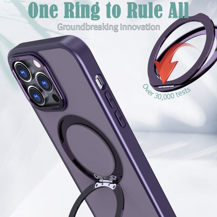 For iPhone 14 Pro Wing Series MagSafe Magnetic Ring Holder Phone Case(Dark Purple) - iPhone 14 Pro Cases by buy2fix | Online Shopping UK | buy2fix