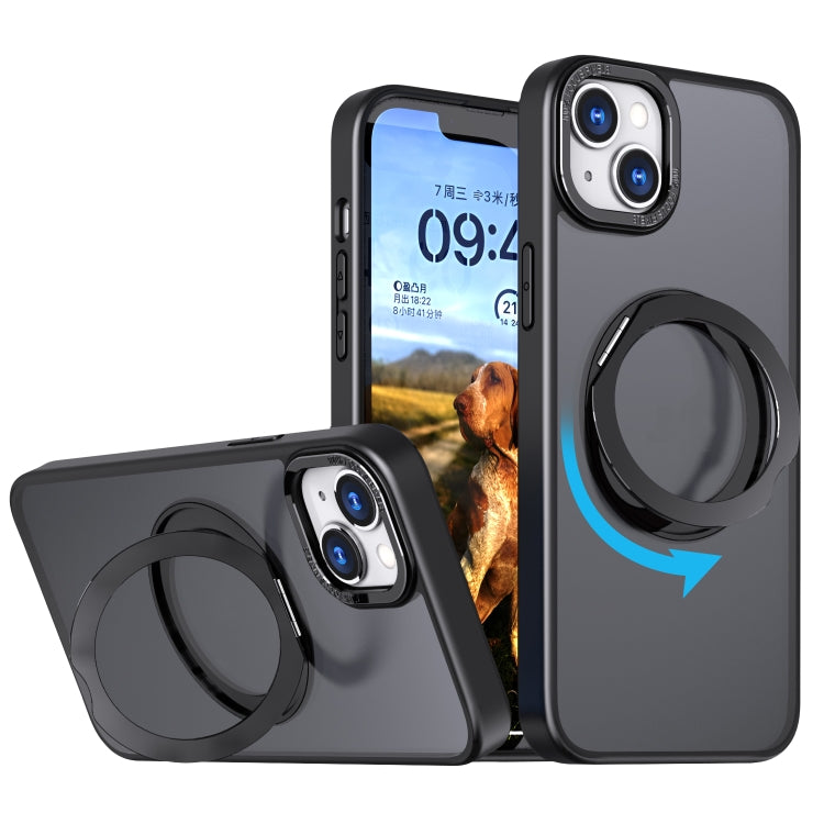 For iPhone 14 Plus Wing Series MagSafe Magnetic Ring Holder Phone Case(Black) - iPhone 14 Plus Cases by buy2fix | Online Shopping UK | buy2fix