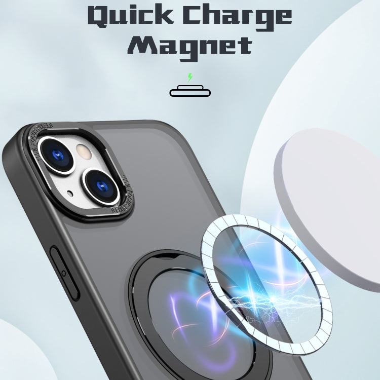 For iPhone 14 Plus Wing Series MagSafe Magnetic Ring Holder Phone Case(Black) - iPhone 14 Plus Cases by buy2fix | Online Shopping UK | buy2fix