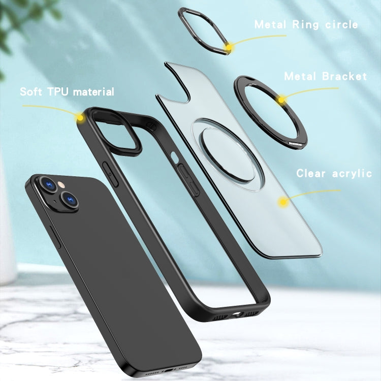 For iPhone 14 Plus Wing Series MagSafe Magnetic Ring Holder Phone Case(Black) - iPhone 14 Plus Cases by buy2fix | Online Shopping UK | buy2fix