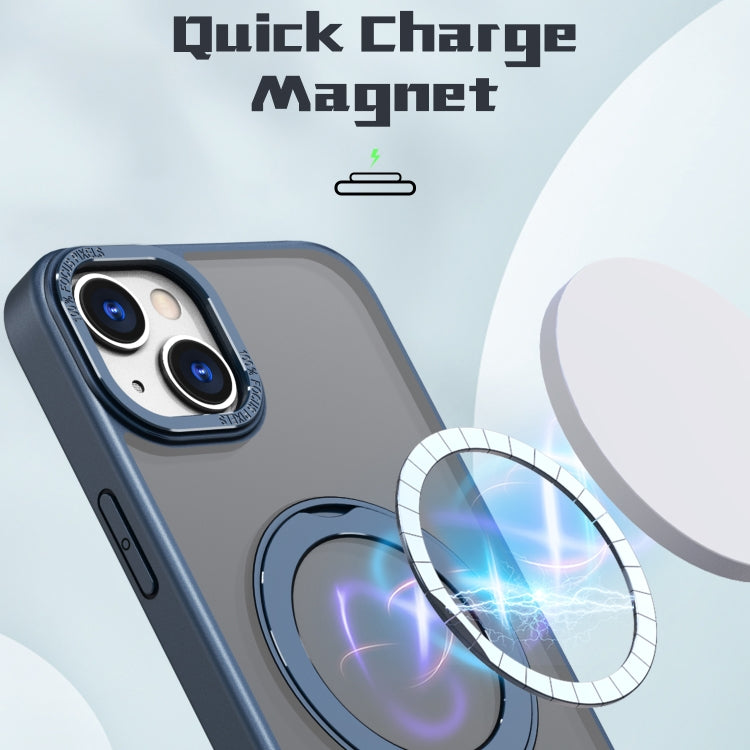 For iPhone 14 Plus Wing Series MagSafe Magnetic Ring Holder Phone Case(Blue) - iPhone 14 Plus Cases by buy2fix | Online Shopping UK | buy2fix